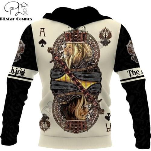 King Ace Spade Lion Poker 3D All Over Printed Unisex Deluxe Hoodie Men Sweatshirt Zip Pullover Casual Jacket Tracksuits DW0303