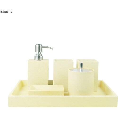 Solid Color Resin Four-piece Suit Home Bathroom Accessories Set Gargle Cup Liquid Soap Dispenser Soap Dish Toothbrush Holder