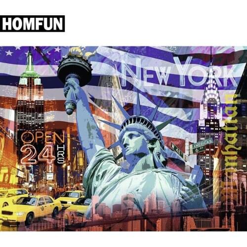 HOMFUN Full Square/Round Drill 5D DIY Diamond Painting "Statue of Liberty" 3D Embroidery Cross Stitch 5D Home Decor Gift