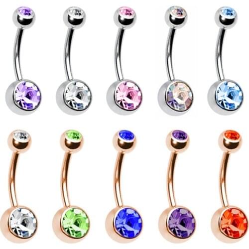 Stainless Steel 14G Belly Piercing Pack Crystal Belly Bar Lot Gold Navel Piercing Set Navel Ring Bulk Belly Ring Pircing Jewelry