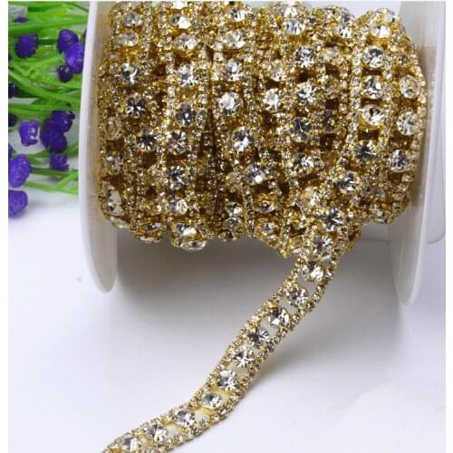 1m lenght goldcolor beaded clothing accessories collar flower DIY handmade beading lace trim for clothes