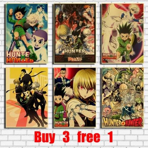 Classic Japanese Anime Hunter X Hunter Retro Kraft Paper Poster Bar Office Coffee Shop Home Art Wall Stickers