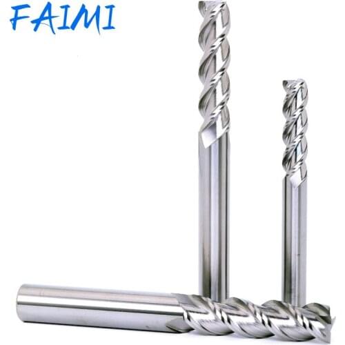 Tungsten Steel Extended End Mills 3 Flutes Milling Cutter Hrc55 Aluminum Copper Alloy Working Tools Length 75mm 100mm 150mm