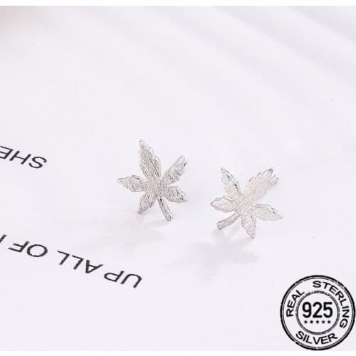 Studs 925 Sterling Silver Maple Leaf Earrings For Women Simple Korea High Quality Trend Hot Student Party Gifts Jewelry INEFFA