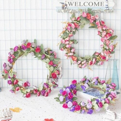 Dry Flower Practical Vintage Blooming Peony Door Garland Faux Silk Door Garland Decorative for Home