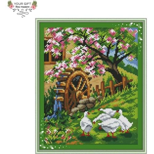 Your Gift F199 14CT 11CT Counted and Stamped Home Decor The Garden Is Filled With The Brightness Of Spring Cross Stitch kits