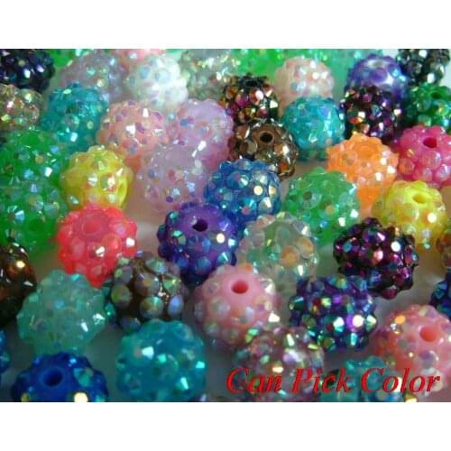 Xvc2 10mm*12 mm ball pave mixed wholesale Resin crystal Beads Basketball Wives DIY Finding jewelry bracelet