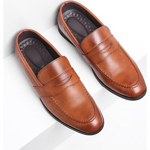 Yomior Brand New Men Dress Shoes Italian Vintage Casual Formal Men Leather Shoes Business Work Loafers Wedding Oxfords Slip-On
