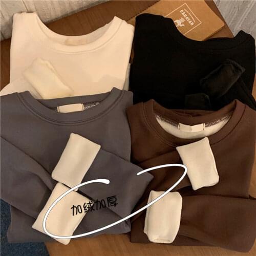 Woman Tshirts Womens round Neck Top Winter Long Sleeve T-shirt Ropa Mujer Camisetas