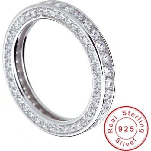 2021 Eternity 3 Row Lab Diamond cz ring 925 Sterling silver Engagement Wedding Rings for women Bridal Fine Party Jewelry Gift