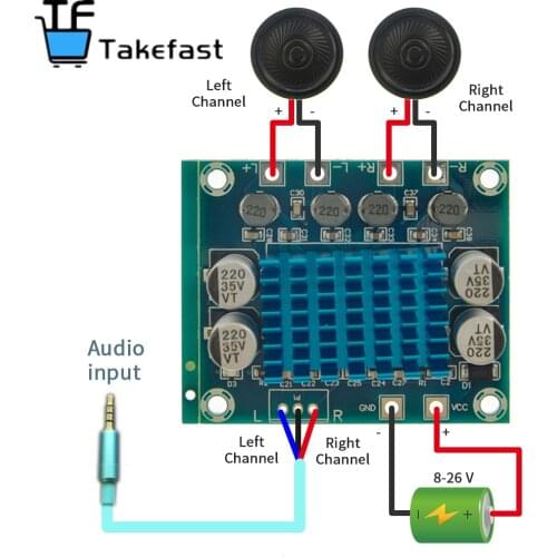 10PCS TPA3110 XH-A232 30W+30W 2.0 Channel Digital Stereo Audio Power Amplifier Board DC 8-26V 3A