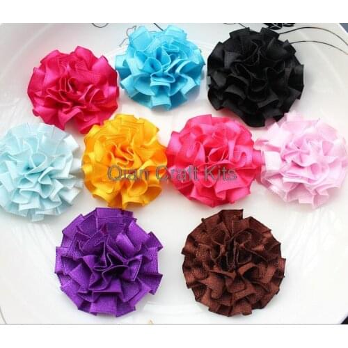 100pcs satin ruffled cabage fabric flower around 2" mixed colors or you choose, hair accessories , sewing , decoration