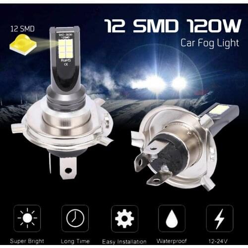 2PCS H4 H7 9005 9006 H1 H3 12LED 3030SMD Canbus LED Bulb Car Led Fog Driving Lamp 12V 6000K Colorful Auto Daytime Running Lights