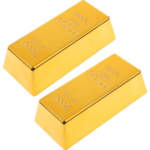 2 Pieces/Set Fake fine GOLD Bullion Bar Paper, Heavy Brass Polished Prop