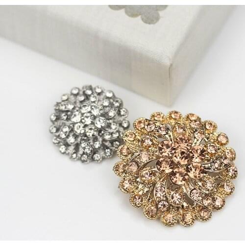 2Pcs/lot High-end clothing double-layer rhinestone round metal button coat cashmere woolen suede fur decoration button C003