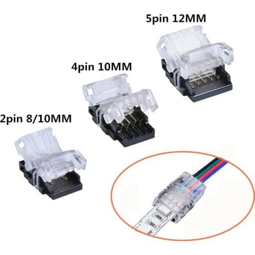 5PCS 2pin Single Color 4Pin RGB 5Pin RGBW 8mm 10mm 12mm LED Strip To Wire Connector Non-Waterproof IP20 IP65 Waterproof