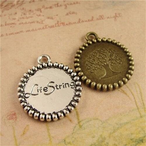 60pcs/lot Round Tree Life String Cabochon Base Settings 18mm Inner Size Necklace Jewelry Accessories