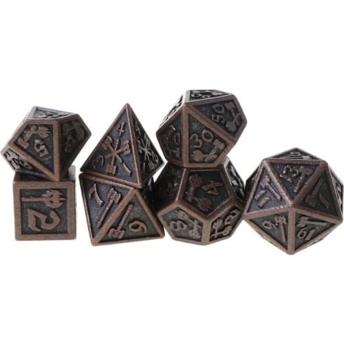 7 PCS hammer Style Metal Dice Metallic DND Game D&D Dice with Free Metal Case A0KA