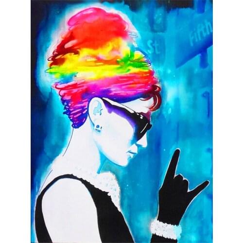 Watercolour Retro Illustration 5D DIY Diamond Painting Fashion Portrait Diamond Embroidery Cross Stitch Rhinestone Decoration