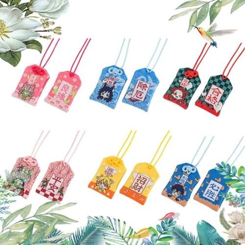 Anime Demon Slayer: Kimetsu no Yaiba Tanjirou Nezuko Cosplay New Year Good Luck Amulet Pray Pendant Decor Gift