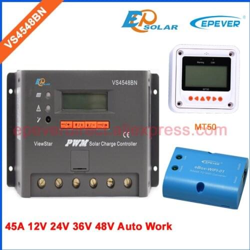 Automatic charger 12v 24v 36v 48v solar charging controller VS4548BN 45A 45amp MT50 remote meter and wifi BOX