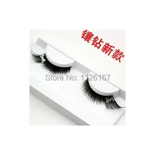 Free shipping 1Pairs/lot natural long thick cocking up girl High quality diamond false eyelashes charming fake eyelashes