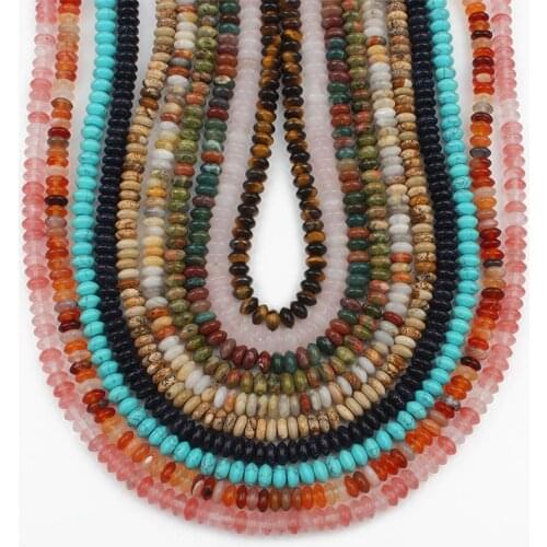 6mm Natural Stone Turquoises Agates Jades Opal Jaspers Beads Rondelle Loose Spacer Bead For Jewelry Making DIY Perles Bracelets