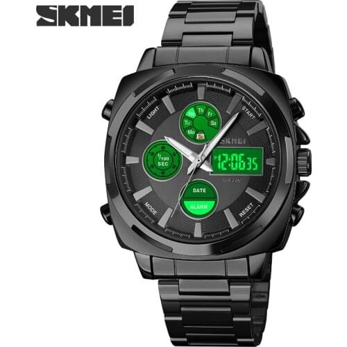 SKMEI Sport Mens Digital Watches with Stainless Steel Chronograph Luminou Wristwatch LED Male Wrist Watch Men Relogio Masculino