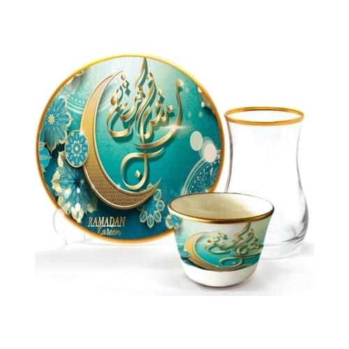 Drop Efe Tea & Arabian Coffee Cup Set 18 Pieces Crescent