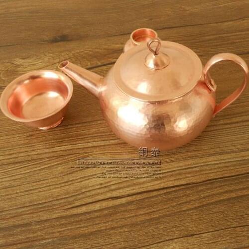 Pure Copper Tea Kettle Teapot with Lid Handle Small Exquisite Thick Handmade Purple Gift