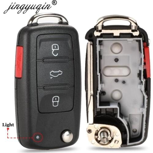 Jingyuqin 4 Buttons 020AD Remote Key Shell Case Fit for VW Caddy Eos Golf Jetta Beetle Polo Up Tiguan Touran 5K0837202AD