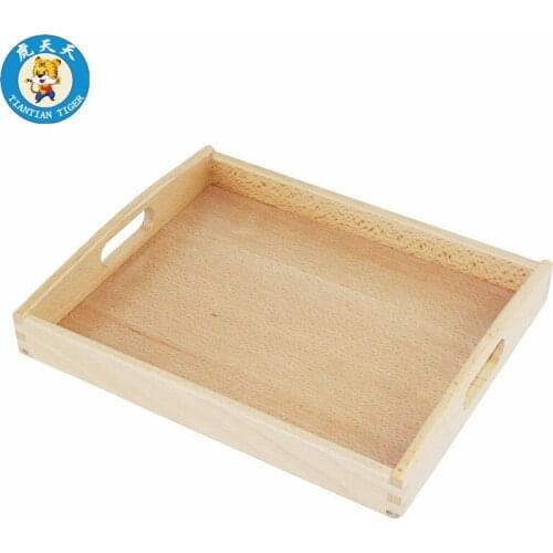 Montessori Baby Wooden Toys Preschool Teaching Aids Small Tray With Handle