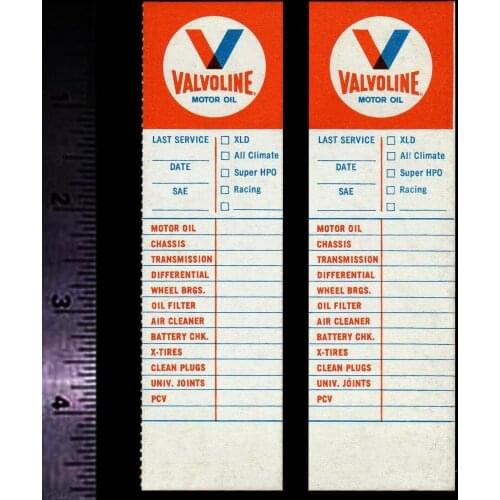For x2 VALVOLINE Motor Oil - Set of 2 Original Vintage Racing Service Decals/Stickers
