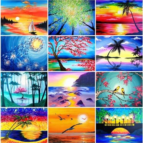 EverShine Diamond Painting Landscape 5D Full Drill Square Diamond Embroidery Sunset Cross Stitch Kits Mosaic Wall Art