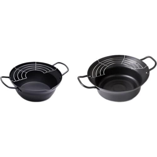 Easy Pour Non Stick Coating Tempura Fryer Pot with Oil Drip Drainer Rack Made in Japan Mini Deep Fry Pan