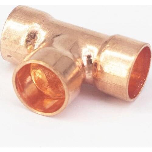 I.D 25x1mm Copper End Feed Euqal Tee 3 Ways Pipe Adapter Air Conditioner Refrigeration Gas Water Oil