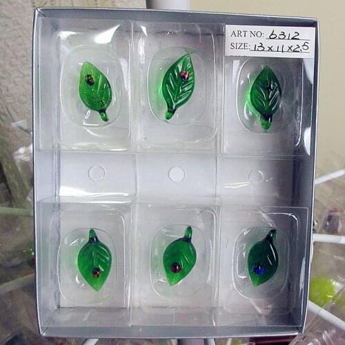 Custom wholesale color murano glass leaves Ladybug miniature Figurines Easter cartoon animal decorative ornaments Pendant set