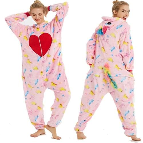 Woman Pink Kigurumi Unicornio Pijamas Unisex Onesies For Adults Flannel Warm Onesie Women One Piece Hooded Jumpsuits Pizama