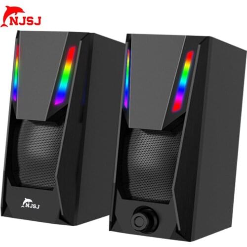 NJSJ Computer Speakers with Subwoofer USB Powered RGB LED Multimedia Speakers for Laptop/Desktop/Tablets