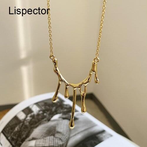 Lispector 925 Sterling Silver Exaggerated Irregular Wax Drop Pendant Necklaces for Women Chic Magma Necklace Statement Jewelry