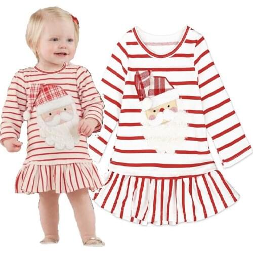 Cute Baby Christmas Costumes Clothes Newborn Dress Babies Girl Dresses Striped Santa Claus Kids Blouses Toddler Jumpers Cotton