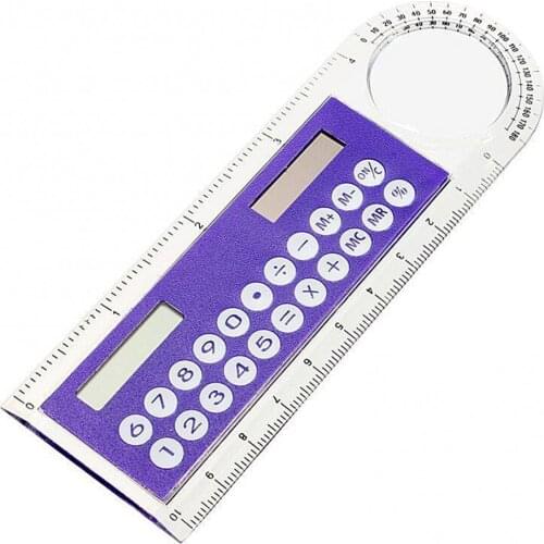 Mini Solar Transparent Ruler Calculator with Magnifier Scientific Student Calculators School Supplies