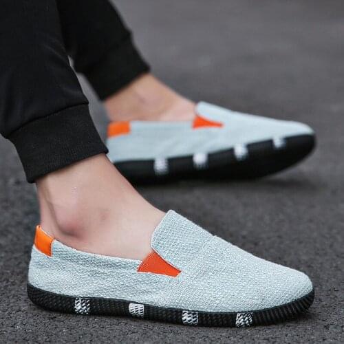 New Men Casual Canvas Flats Breathable Linen Male Espadrille Fisherman Shoes All-match Flats Loafers Driving Shoes