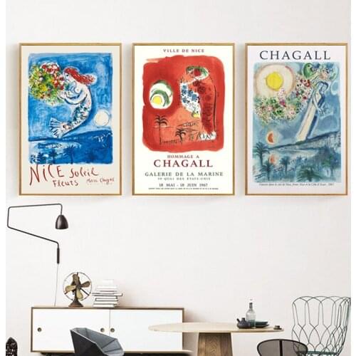 Marc Chagall Wall Art Canvas Print Surrealism Painting Artwork Exhibition Posters and Prints Wall Pictures for Living Room Decor