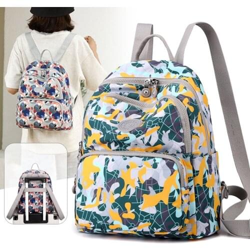 Nylon Fabric Cloth Womens Backpack with Print Casual Daypack Youth Female Backpack Bag Back Pack for Teens Teenage Girls Summer