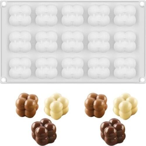 15 Cavity New Silicone Mold Cube Non Stick Dessert Pastry Mold Magic Cube Splice Cake Square Brownie Molds Cake for Baking