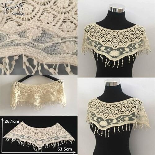 New arrive Tassels Lace Fabric Collar Hollowed-Out Shawl Lace Neckline Embroidery Sewing DIY Dresses Decorate Accessories YL1410