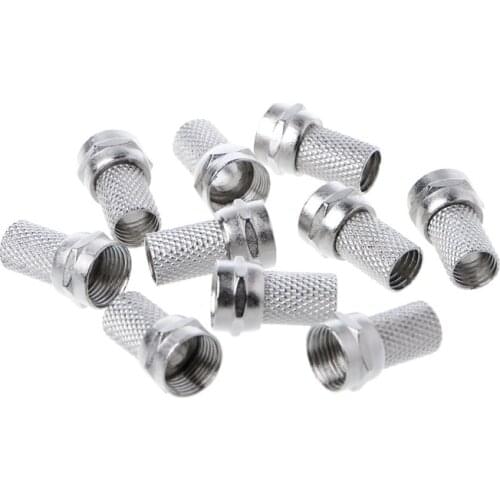New 10 Pcs 75-5 F Connector Screw On Type For RG6 Satellite TV Antenna Coax Cable Twist-on hot