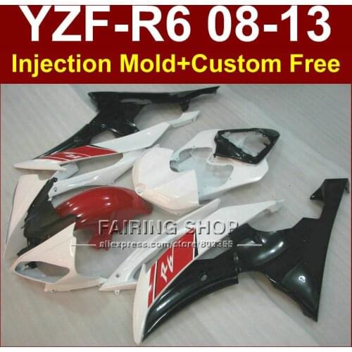 Injection mold custom fairings for YAMAHA 2008 2009 2011 2013 YZF-R6 white black body parts YZF R6 08-13 ABS plastic YZF1000 R6