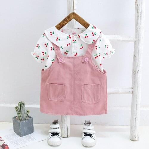 Newborn baby girls clothes summer outfits sets shirts strap skirt suit for toddler girls clothing infant baby 1st birthday sets